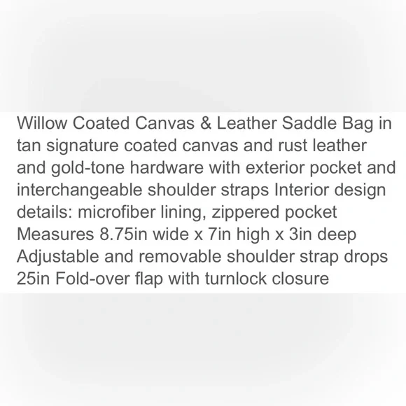 Coach Willow Saddle Bag Signature B4/ Tan Rust - Picture 16 of 16